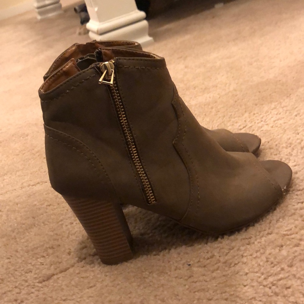 XOXO peep toe booties